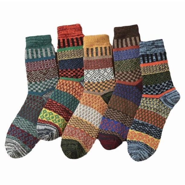 Calcetines térmicos para hombre, 5 pares de calcetines gruesos y cálidos de invierno, de lana transpirable, talla 37-44