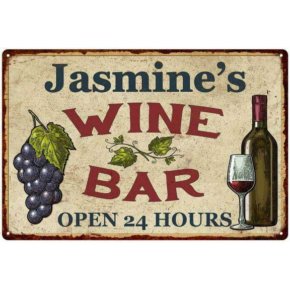 Jasmine's Rustic Wine Bar Sign Wall Décor Kitchen Gift 12x18 Metal 112180056655