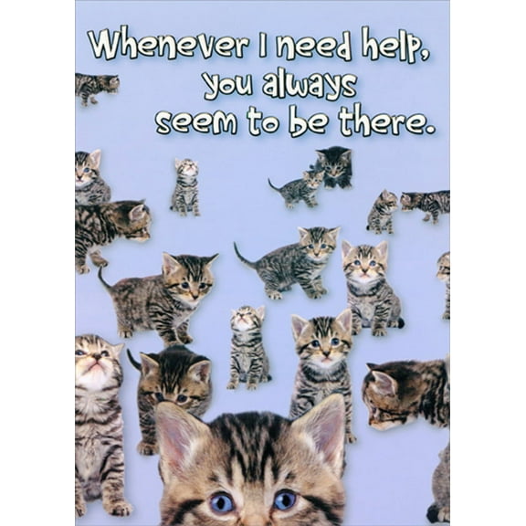 Designer Greetings Whenever I Need Help Lots of Kittens Thank You Card