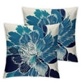 thumbnail image 2 of JRXY Dahlia Pillow Cover,Navy Blue Lumbar Pillows Decorative Throw Pillows,Geometric Floral Pillowcase, Elegant Farmhouse Cushion Covers Home Decor for Couch Sofa Teal Outdoor,Set of 2 White, 2 of 6