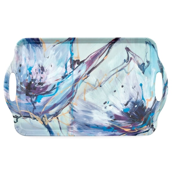 Pimpernel Blooms in Lilac Large Melamine Handled Tray - 19.25" x 11.5"