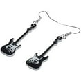 thumbnail image 2 of Black Fender Guitar Earring Earrings Acrylic Long Hair Music Metal Shred Passion Love Dangle Thrash Goth Punk Style Emo (BFender), 2 of 4