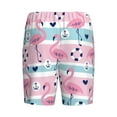 thumbnail image 4 of Rocae Pink Striped Flamingo for Men's Soft Sleep Pajama Shorts, Waistband and Pockets, 4 of 9