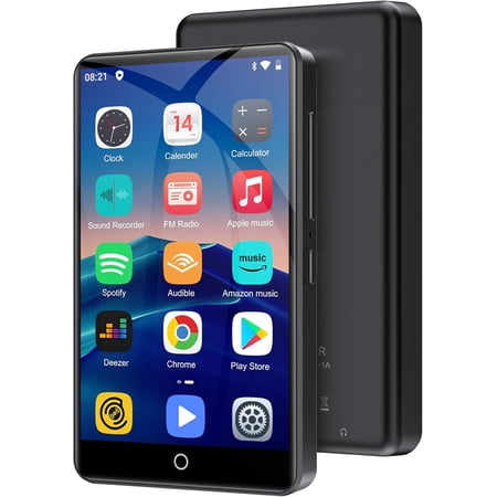 80GB MP3 Player with Bluetooth and WiFi, 4.0" IPS Touch Screen MP3 Player with Speaker, Music Player with Spotify, Audible, Music, Deezer, MP4 Android Music Player Up to 512GB Black