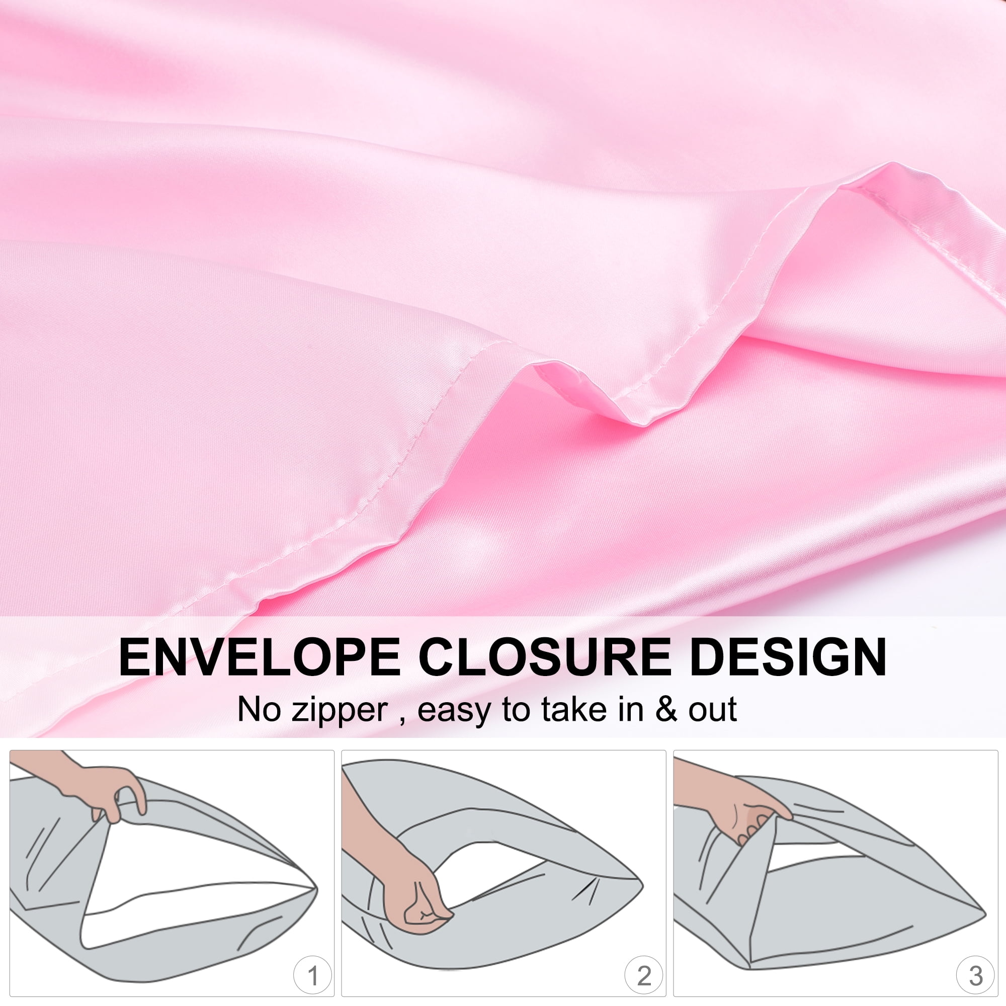 Unique Bargains Smooth Satin Body Pillow Cover Case, 20" x 54" Pink
