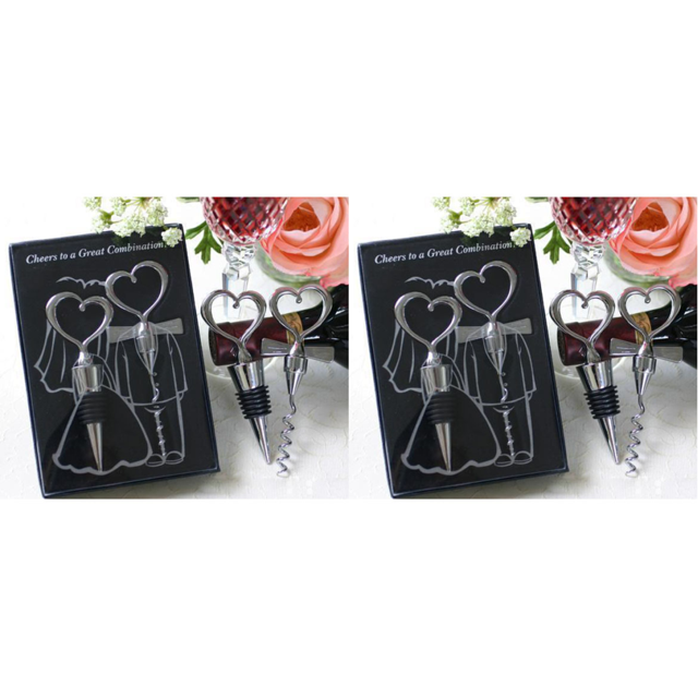 Juego Abridor Botellas Con Sacacorchos Y Corazón Amor Tapón para Botella Vino Boda