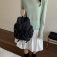 thumbnail image 2 of Women Men Nylon Bookpack Drawstring Solid Color Students Bookbags Large Capacity Travel Daypack Bag for Commute (Black), 2 of 12