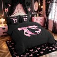 thumbnail image 2 of Manfei Watercolor Bow Letter U Bedding Comforter Set for Girls, Black Pink Initial King Bedding Sets, Black Reversible, 7-Piece, 2 of 7