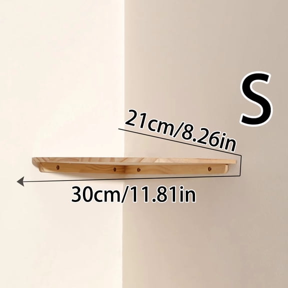 Wall Corner Shelves Wood Floating Wall Shelf Round End Wall Mounted Floating Corner Shelf for Bedroom Living Room and Kitchen