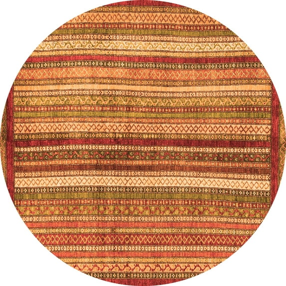 Ahgly Company Indoor Round Abstract Orange Modern Area Rugs, 5' Round