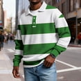 thumbnail image 3 of Waffle Striped Polo Shirts for Men Loose Button Turndown Collar Long Sleeve Blouse Top Casual Workout Work Golf Shirts, 3 of 4