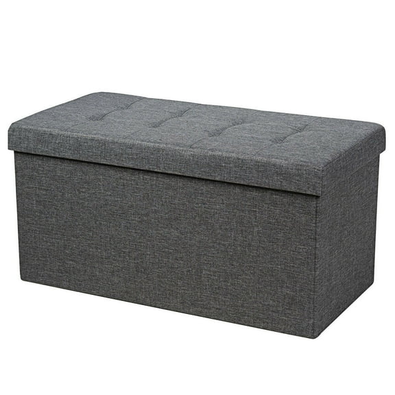 Topbuy Dark Grey 31.5'' Storage Ottoman Fabric Foldable Toy Chest w/ Removable Storage Bin