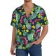 thumbnail image 1 of Balery Watercolor Cactuses Camisa Casual de Manga Corta con Botones para Hombre, Texturizada, Estilo Cubano, para Playa, Verano-Large, 1 of 5