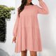 thumbnail image 2 of Vestido de blusa de manga larga con cuello redondo de color sólido para mujer Pompotops  hdfakjf4240, 2 of 5