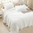 thumbnail image 2 of ANGENIA King Size Comforter Set White, 3 Pieces Vintage Farmhouse Ruffle Bedding Comforters Sets, Soft Lightweight Down Alternative Bed Set for Women Men, 2 of 8