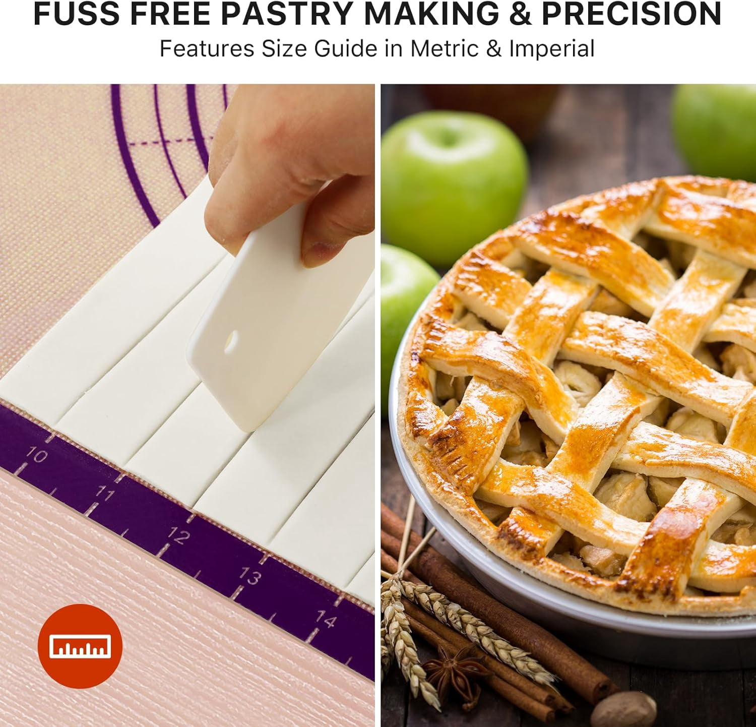 KitchenKey Baking Mat, 28" x 20" Silicone Food Grade Extra Large Non Stick Baking Sheet Mat with Measurement Non-slip Dough Rollin Counter Mat for Making Cookies, Macarons, Bread and Pastry