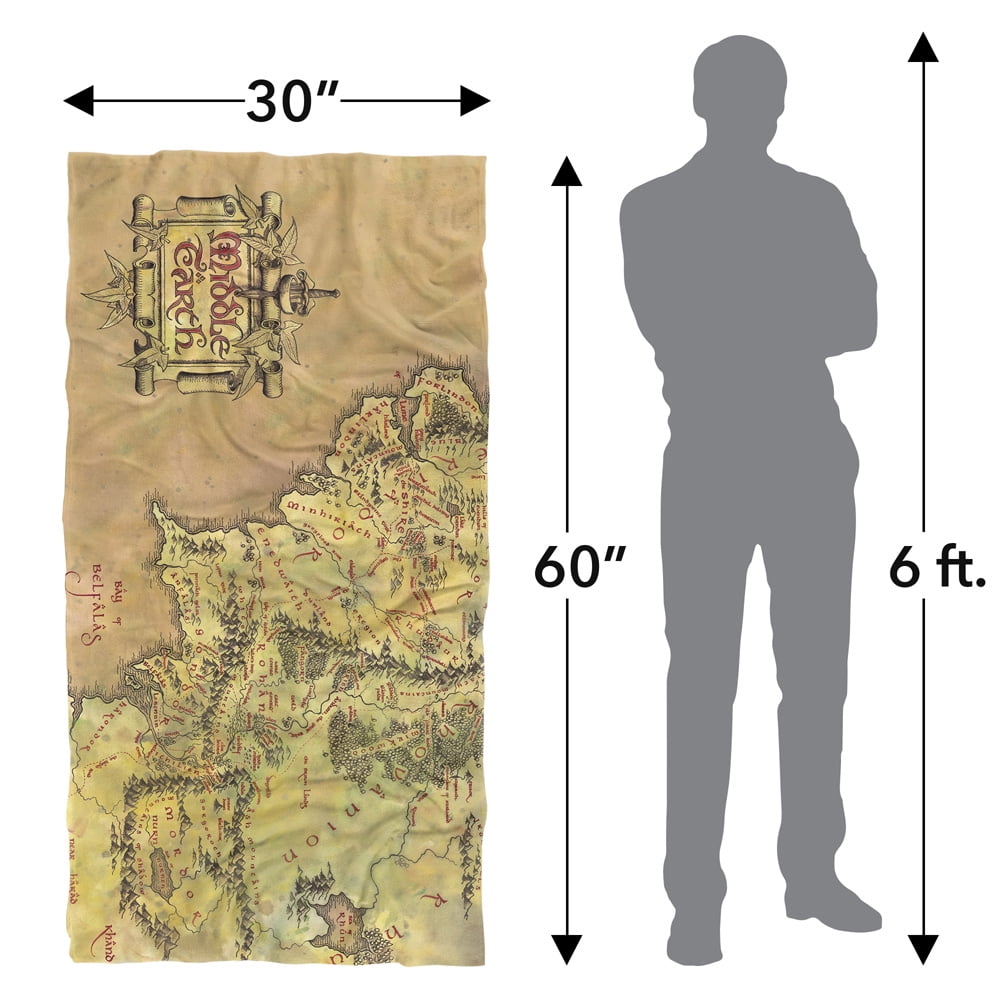 The Lord of The Rings 30'x60' Map of Middle Earth Beach Towel