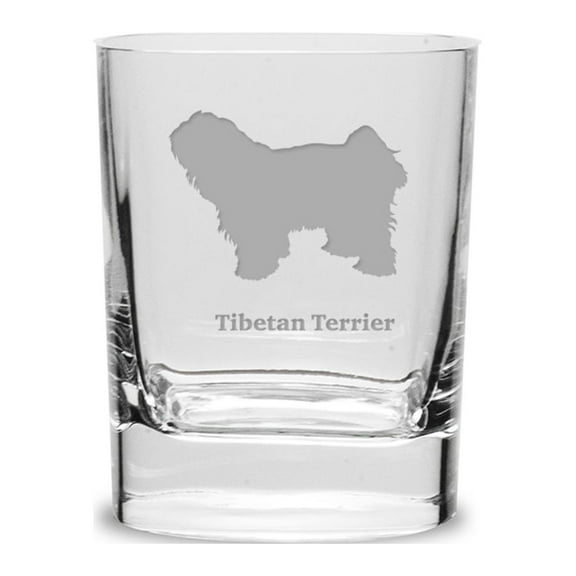 Tibetan Terrier Luigi Bormioli 11.75 oz Square Round Double Old Fashion Glass