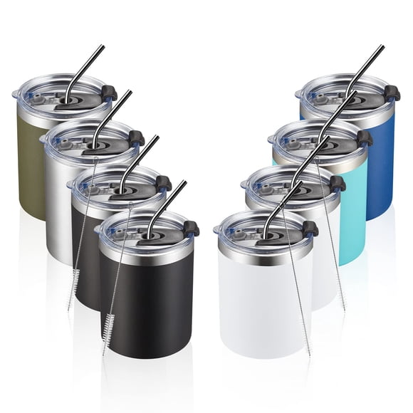 MEWAY 12oz/8 Pack Coffee Mug With Lid, Insulated Stainless Steel Reusable Coffee Cup, Double Wall Durable Coffee Mug, Powder Coat