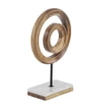 thumbnail image 6 of 9" x 13" Brown Mango Wood Circle Geometric Sculpture with Marble Stand, by DecMode, 6 of 9