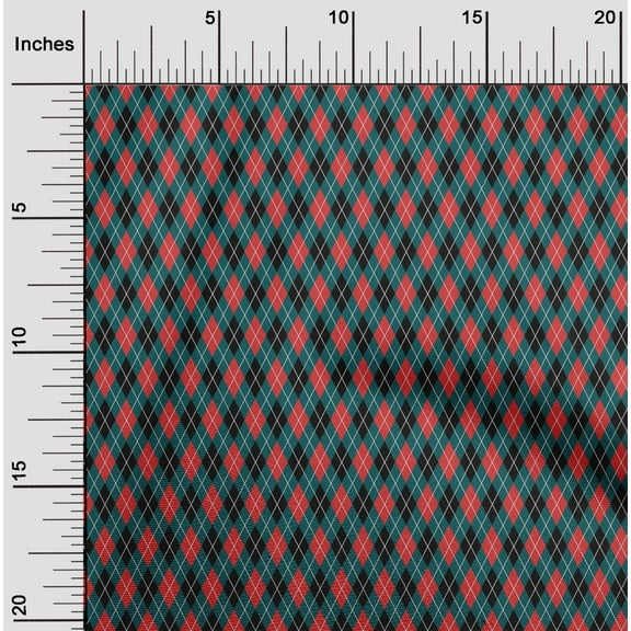 oneOone Cotton Silk Dark Teal Green Fabric Argyle Check Sewing Craft Projects Fabric Prints By Yard 42 Incheses Wide