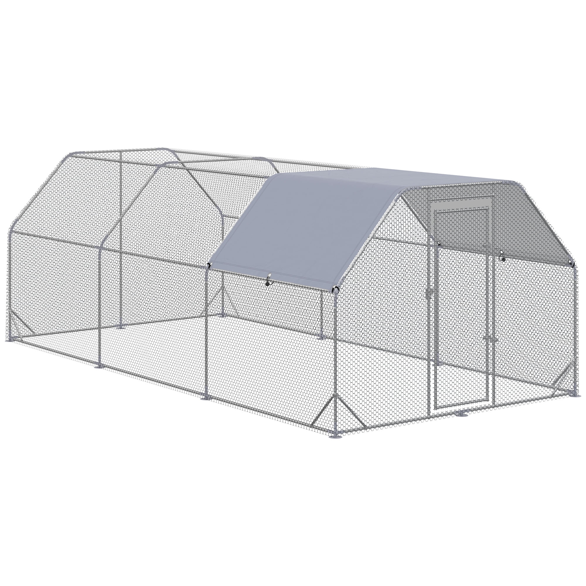 PawHut Metal Chicken Coop, Walk In Chicken Run Outdoor