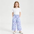 thumbnail image 5 of Girls Wide Leg Pants Gradient Heart Print Elastic Waist Loose Fit Cotton Culottes Casual Summer Trousers for Girls, Purple, Sizes 7-8, 5 of 8