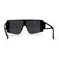 thumbnail image 2 of Oversize Shield Flat Top Half Rim Sunglasses All Black, 2 of 4