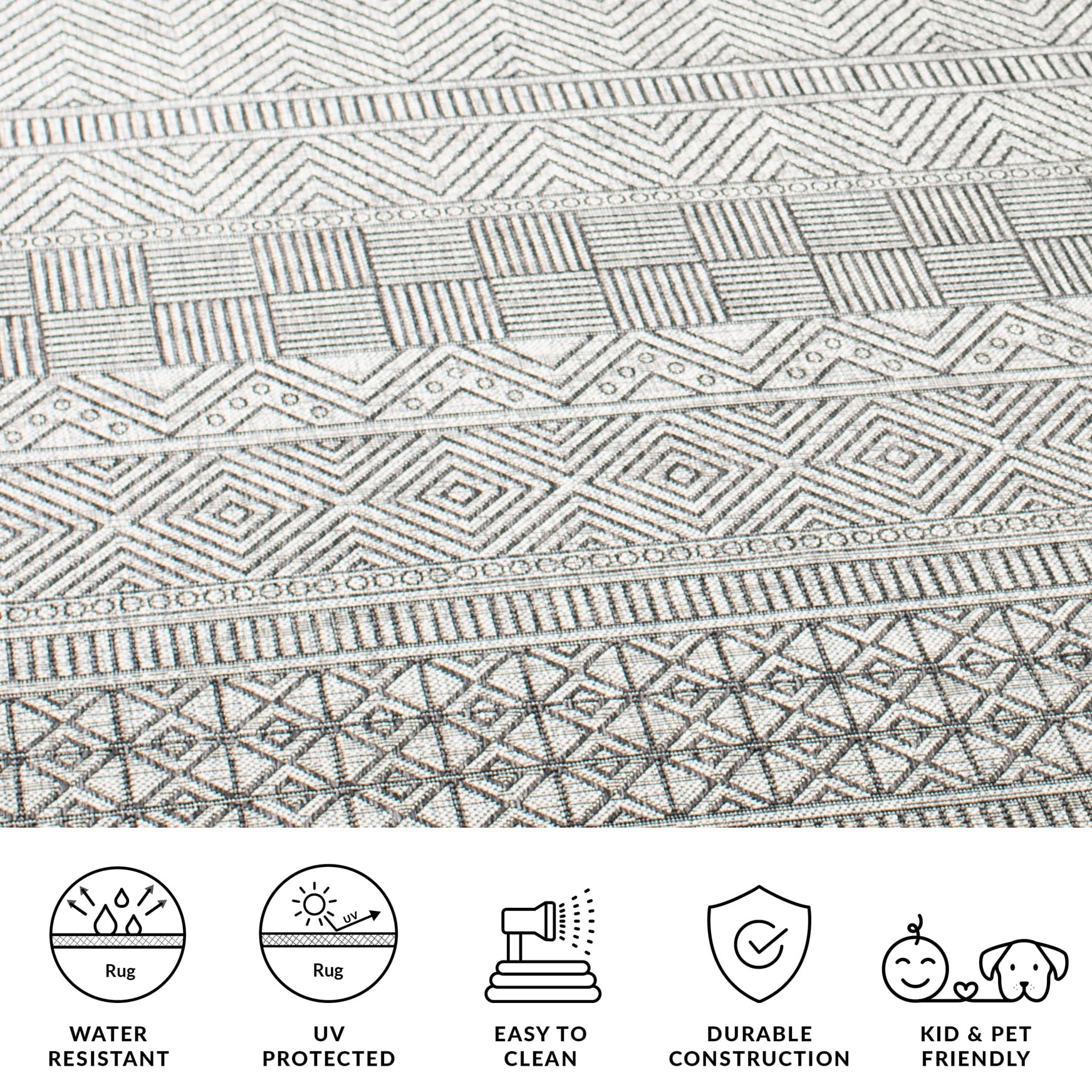 Safavieh Courtyard Altan Geometric Indoor/Outdoor Area Rug, Black/Gray, 5'3" x 5'3" Square