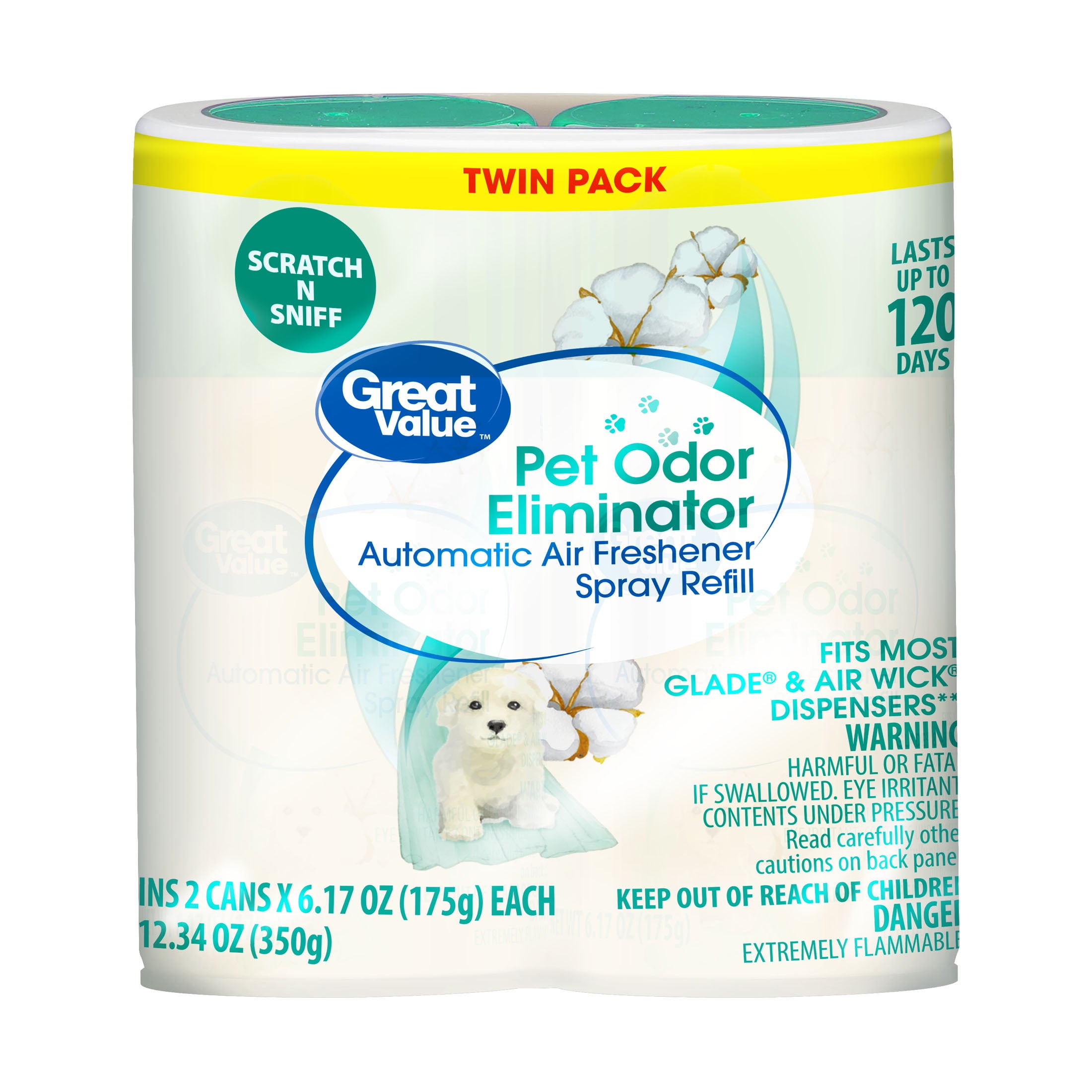 (2 pack) Great Value Automatic Air Freshener Spray Refill, PET Odor Eliminator, 2 Pieces