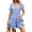 Sky Blue, variant on Summer Women's Short Sleeve Mini A-Line Dress Solid Color V Neck Lace Splice Elastic Waist Ruffle A Line