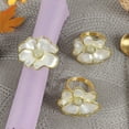 thumbnail image 6 of Set of 6 Floral Napkin Rings with Golden Accents - Elegant Table Decor for Weddings, Parties, Hotels, and Restaurants, 6 of 7