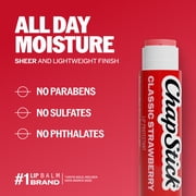 ChapStick Classic Strawberry Flavor Lip Balm Tubes - Pack of 3, 0.15 oz Each