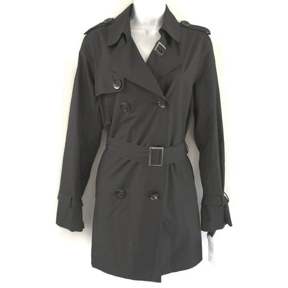 K. Jordan Black Double Breast Belted Trench Coat Jacket, Women's Medium