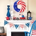 thumbnail image 7 of AZXY 13.78 Inch 4th of July Patriotic Pom-Pom Wreath, Red White Blue Fluffy Pom-Pom Wreath with White Star Accents, Rustic Americana Decor for Independence Day Memorial Day Front Door Indoor Outdoor, 7 of 7