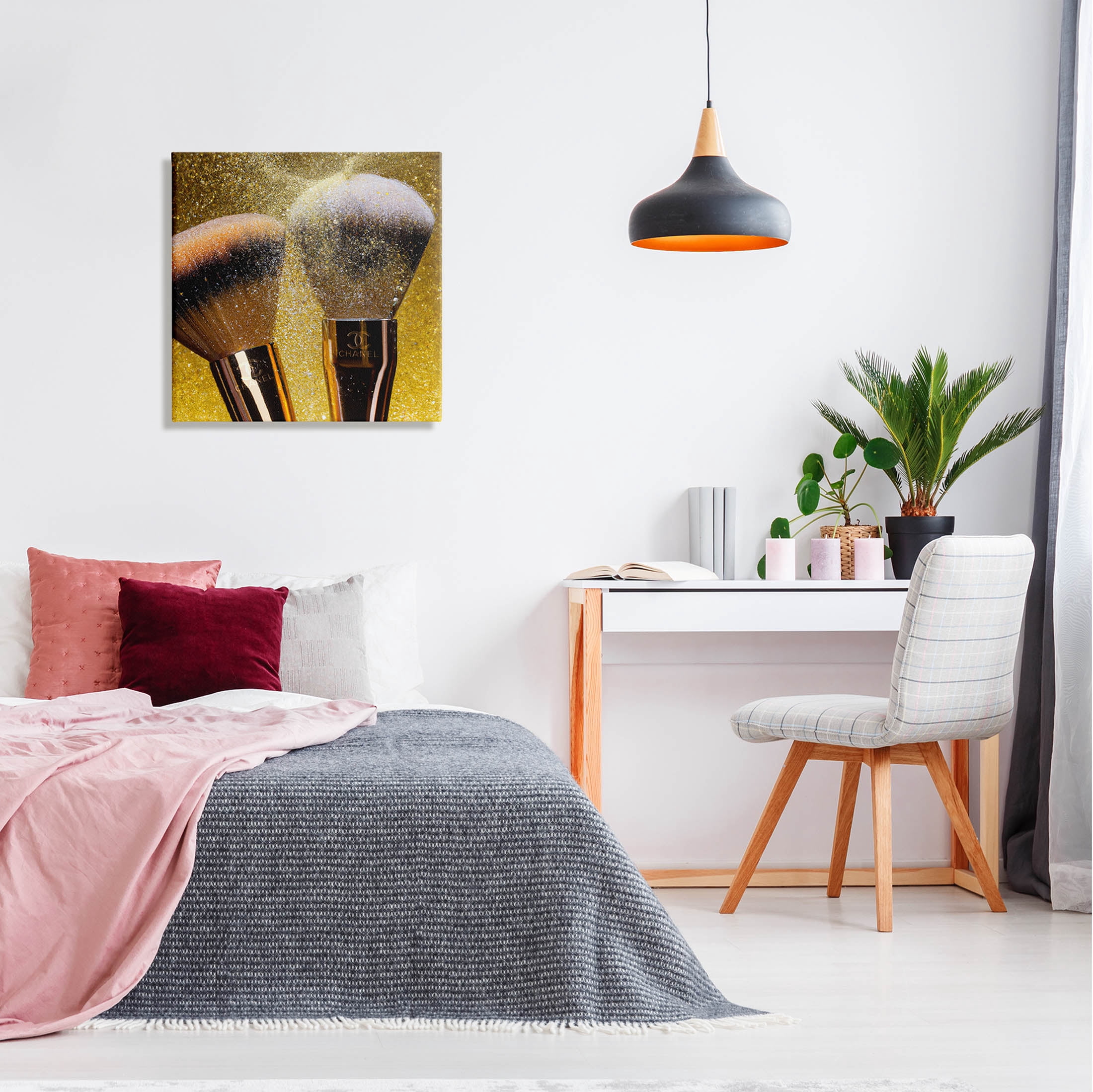 Stupell Industries Makeup Brush Glam Glimmer Graphic Art Gallery Wrapped Canvas Print Wall Art, Design by Ziwei Li