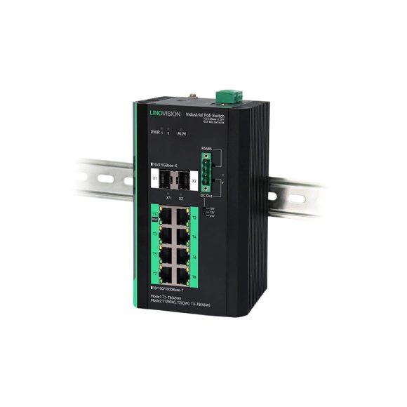 Conmutador PoE gestionado industrialmente LINOVISION 8 puertos Gigabit