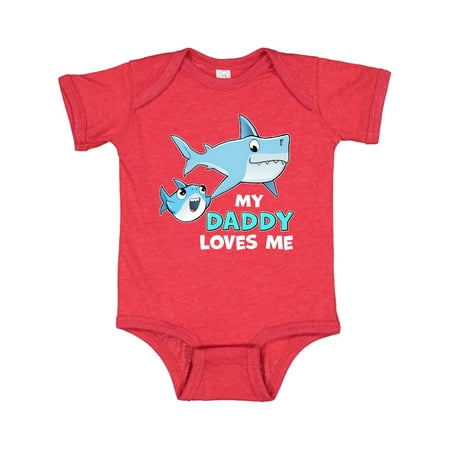 

Inktastic My Daddy Loves Me with Cute Sharks Gift Baby Boy or Baby Girl Bodysuit