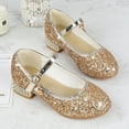 thumbnail image 4 of Splozh Girls Sparkle Mary Jane Pumps Party Wedding Princess Dress Shoes High Heels for Toddler/Little Kid,Gold 12.5, 4 of 4