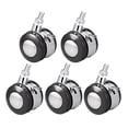 thumbnail image 4 of Office Chair Casters 2 inch Twin Wheel w Brake M8x15 Threaded Stem Swivel 5pcs, 4 of 4