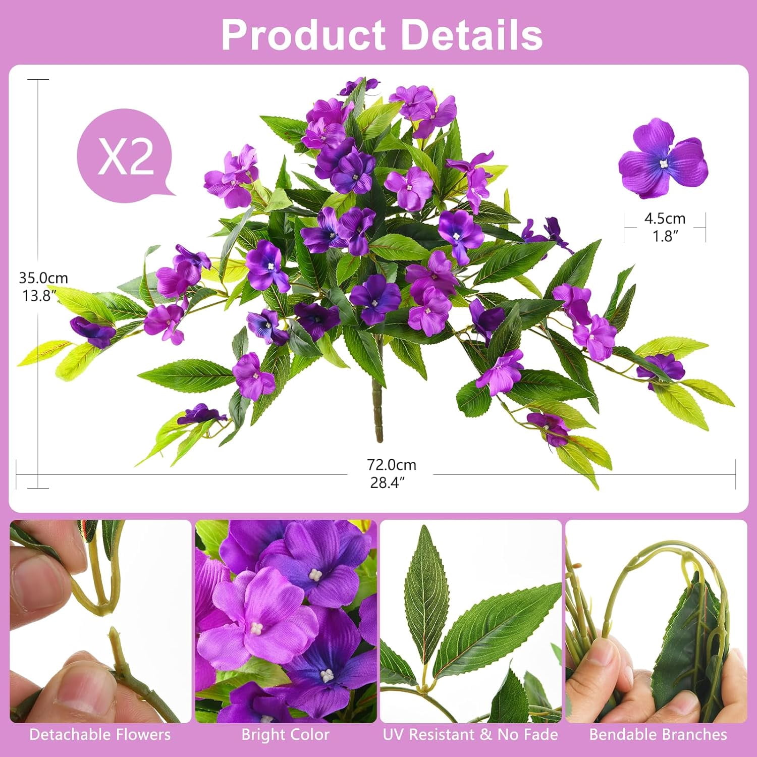 Hommyea Artificial Fake Hanging Flowers Plants Basket for Outdoors Outside Decoration UV Resistant Faux Silk Flowers Look Real Plastic Flowers for Spring Planters Home Porch Patio Garden Decor