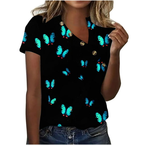 Summer 2026 Womens Fashion Tops Womens Tops Casual Short Sleeve Casual Blouses For Women Trendy Women 100% Cotton T Shirts Graphic Tees