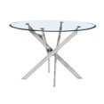 thumbnail image 4 of Round 45" x 45" 5pc Clear Glass Dinette Set with Navy Blue Chairs, 4 of 5