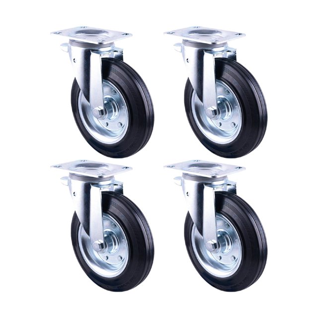 Ruedas para Botes de Basura 4 Piezas Perfecl R Plata 6 pulgadas