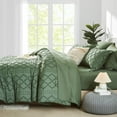 thumbnail image 5 of Flymme Dark Green Comforter Set Queen Size 7 Pieces Bed in a Bag Shabby Chic Bedding Farmhouse Soft Microfiber Boho Bed Set for All Season, 5 of 8
