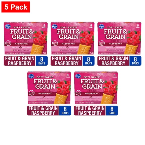 Kroger Fruit and Grain Raspberry Cereal Bars 8 ct / 1.3 oz - 5 Pack