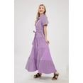 thumbnail image 3 of utcoco Womens Casual Striped Shirt Short Sleeve Maxi Dress Purple-L, 3 of 4