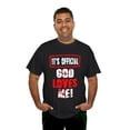 thumbnail image 6 of DJH Apparel | It's Official: God Loves Me Christian Unisex Cotton T-shirt, 6 of 7
