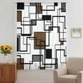 thumbnail image 3 of Brown Geometric Sheer Curtains 45 Inches Long, Black Grey Abstract Striped Modern Art Light Filering Curtains, Breathable Simi Curtain Privacy Drapes for Kitchen Bathroom Small Window Treatment, 3 of 9