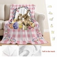 thumbnail image 5 of Easter Bunny Blanket Soft Cozy Warm Throw Blanket for Couch, Plush Fuzzy Flannel Fleece Blankets for Sofa, Spring Easter Eggs Chick Floral Pink Check Bed Blankets Lightweight Gifts for Women, 30"x40", 5 of 9